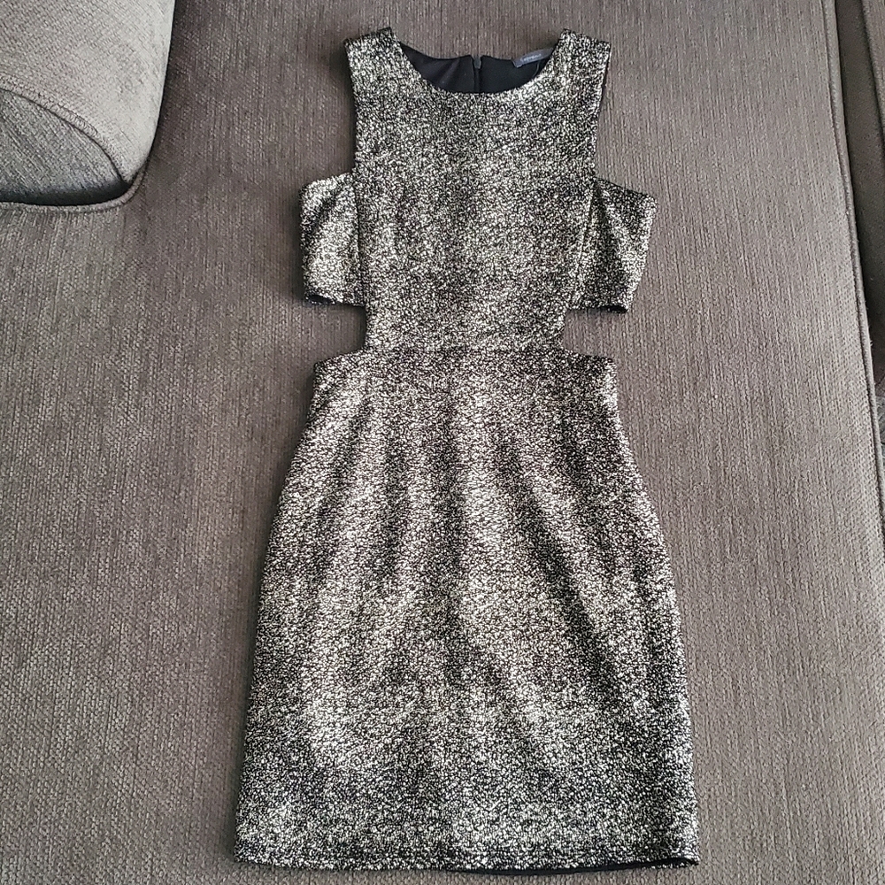 Soprano Cutout Metallic Mini Dress